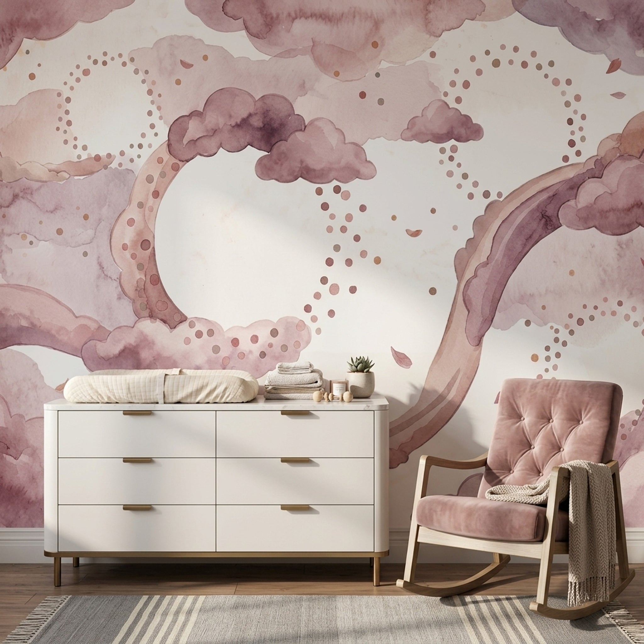 White Background Wallpaper Minimal Watercolor Wall Mural
