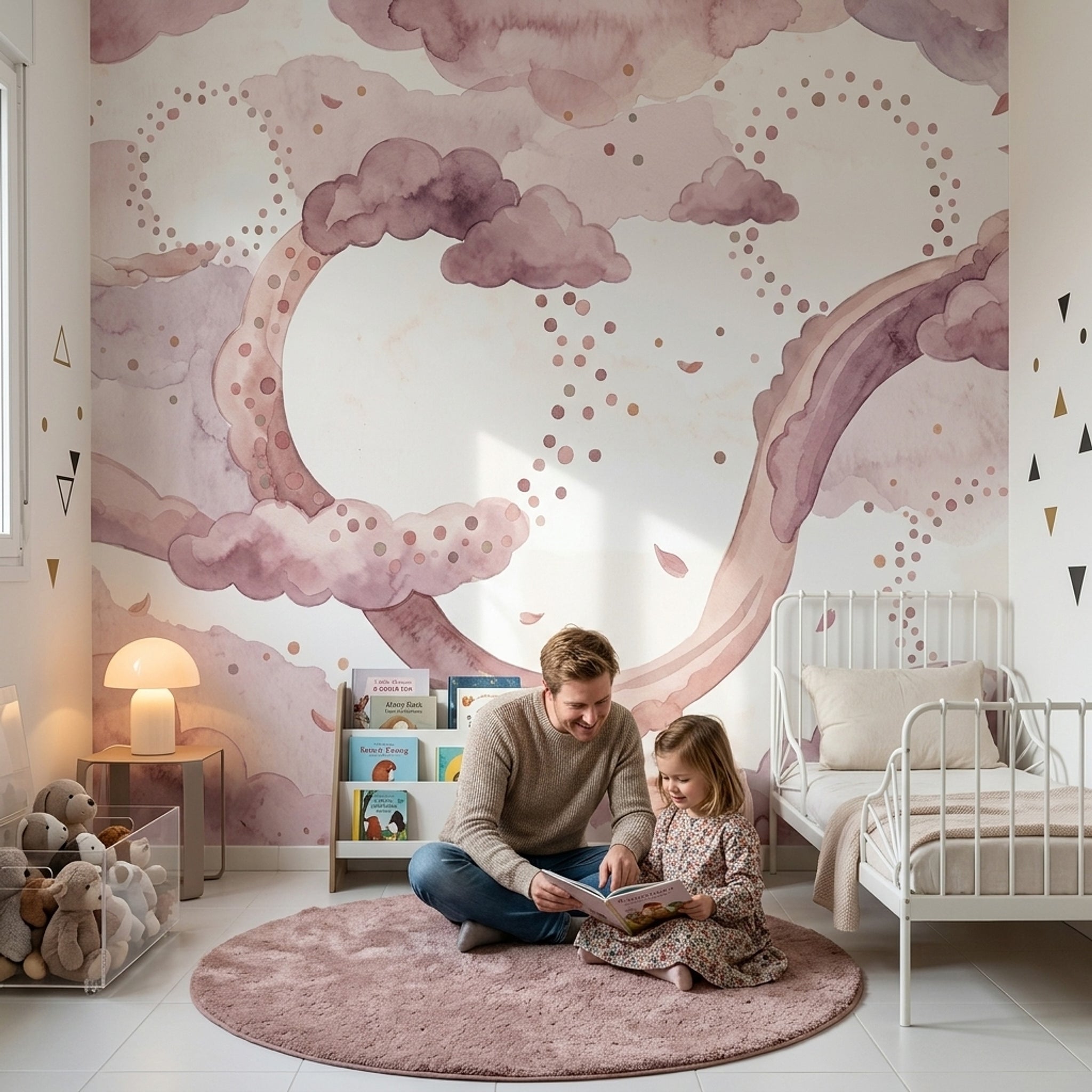 White Background Wallpaper Minimal Watercolor Wall Mural