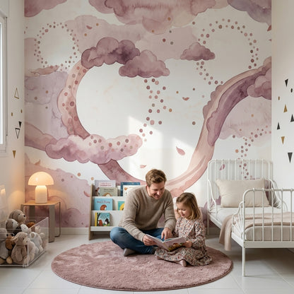 White Background Wallpaper Minimal Watercolor Wall Mural