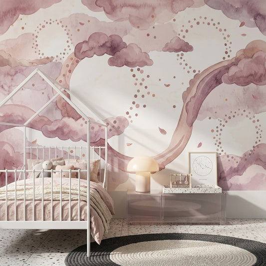 White Background Wallpaper Minimal Watercolor Wall Mural