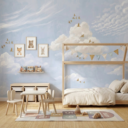 Gold Birds Wallpaper Sky Removable Watercolor Wall Decor