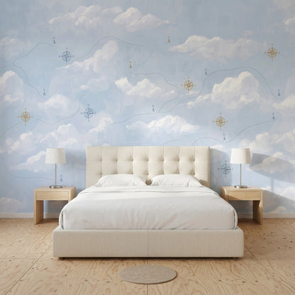 Compass Rose Wallpaper Navigation Travel Map Removable Wall Decor