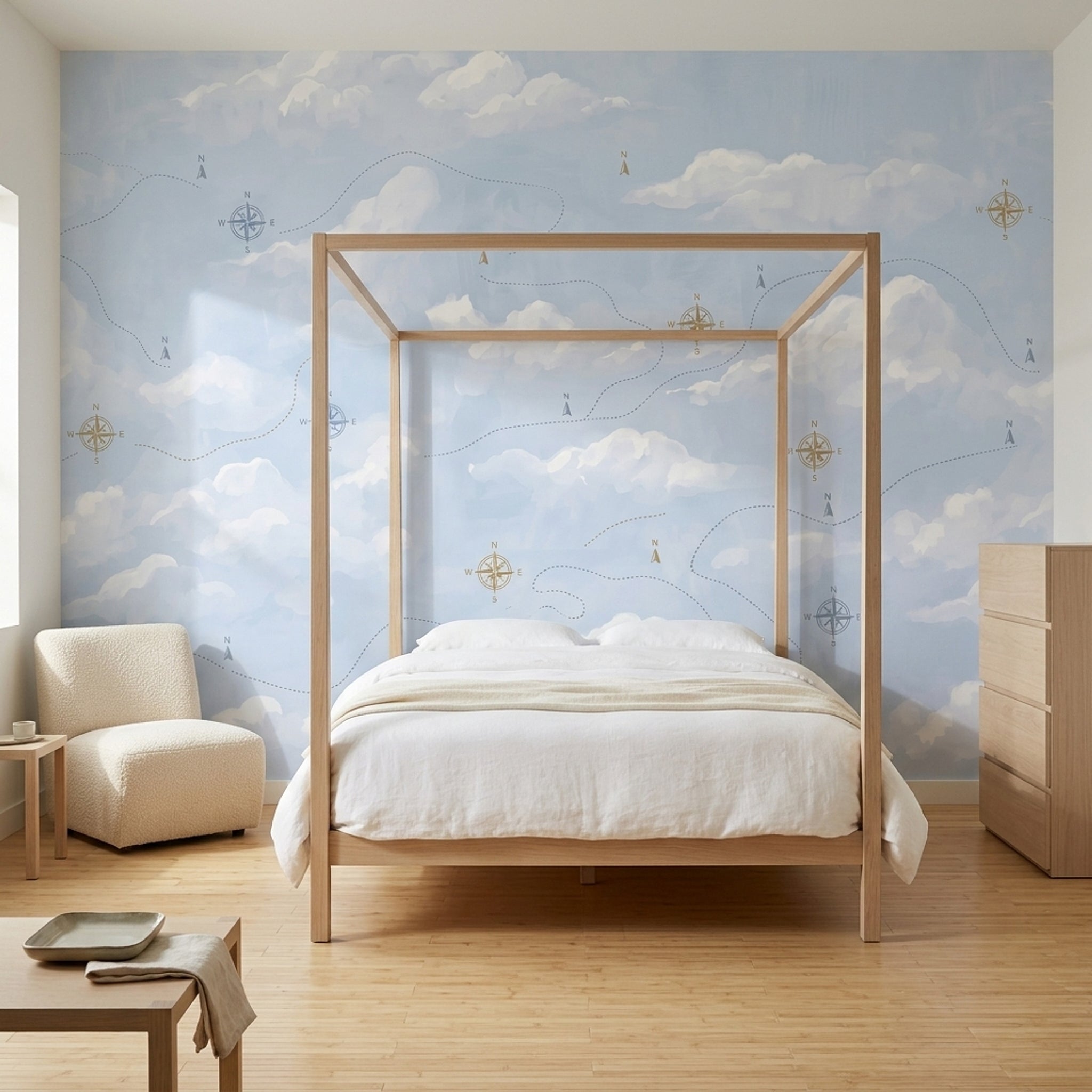 Compass Rose Wallpaper Navigation Travel Map Removable Wall Decor