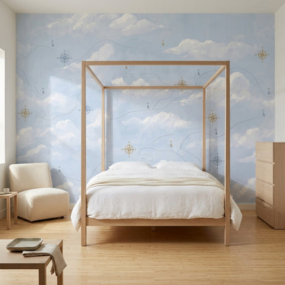 Compass Rose Wallpaper Navigation Travel Map Removable Wall Decor