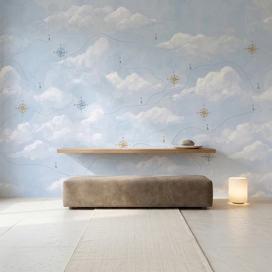 Compass Rose Wallpaper Navigation Travel Map Removable Wall Decor