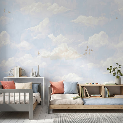 Sky Wallpaper Clouds Removable Birds Wall Decor