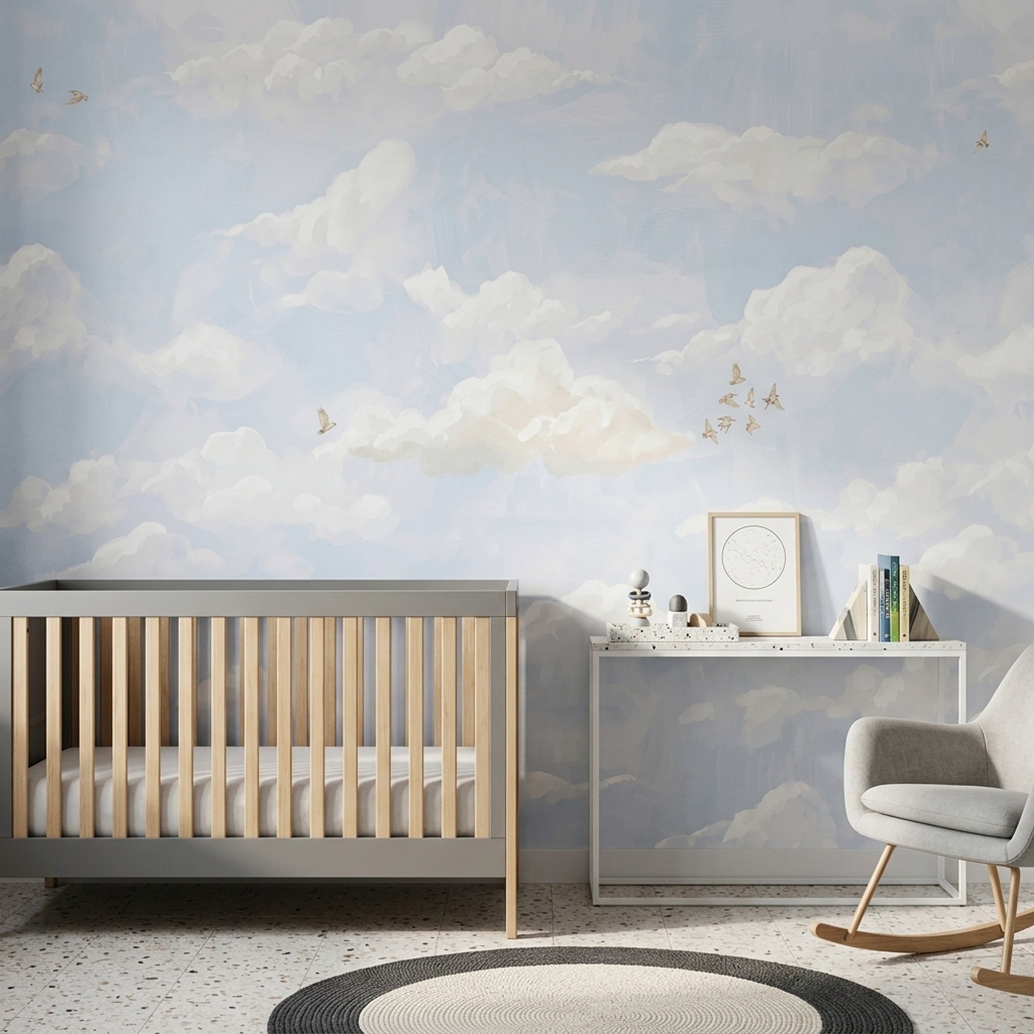 Sky Wallpaper Clouds Removable Birds Wall Decor