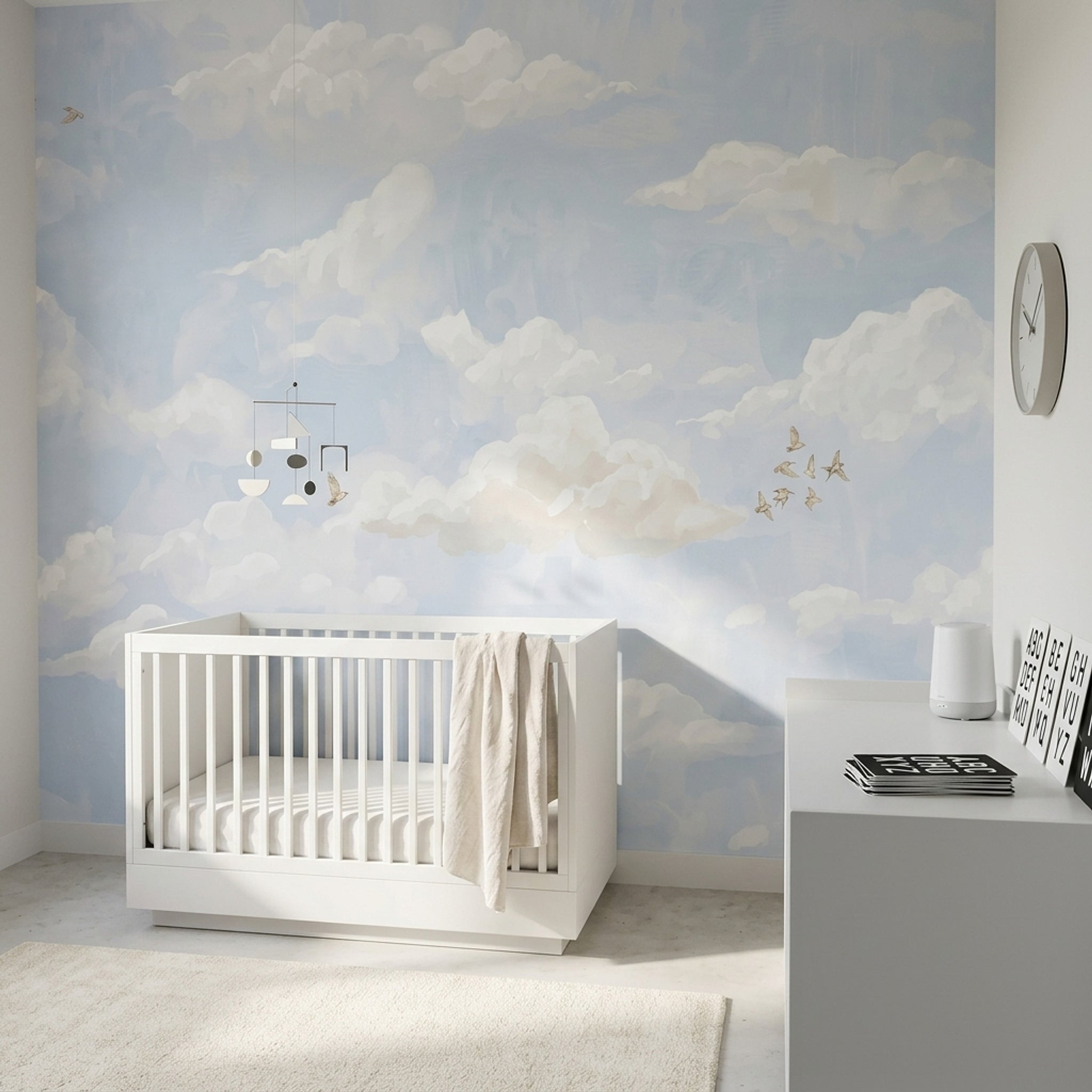 Sky Wallpaper Clouds Removable Birds Wall Decor