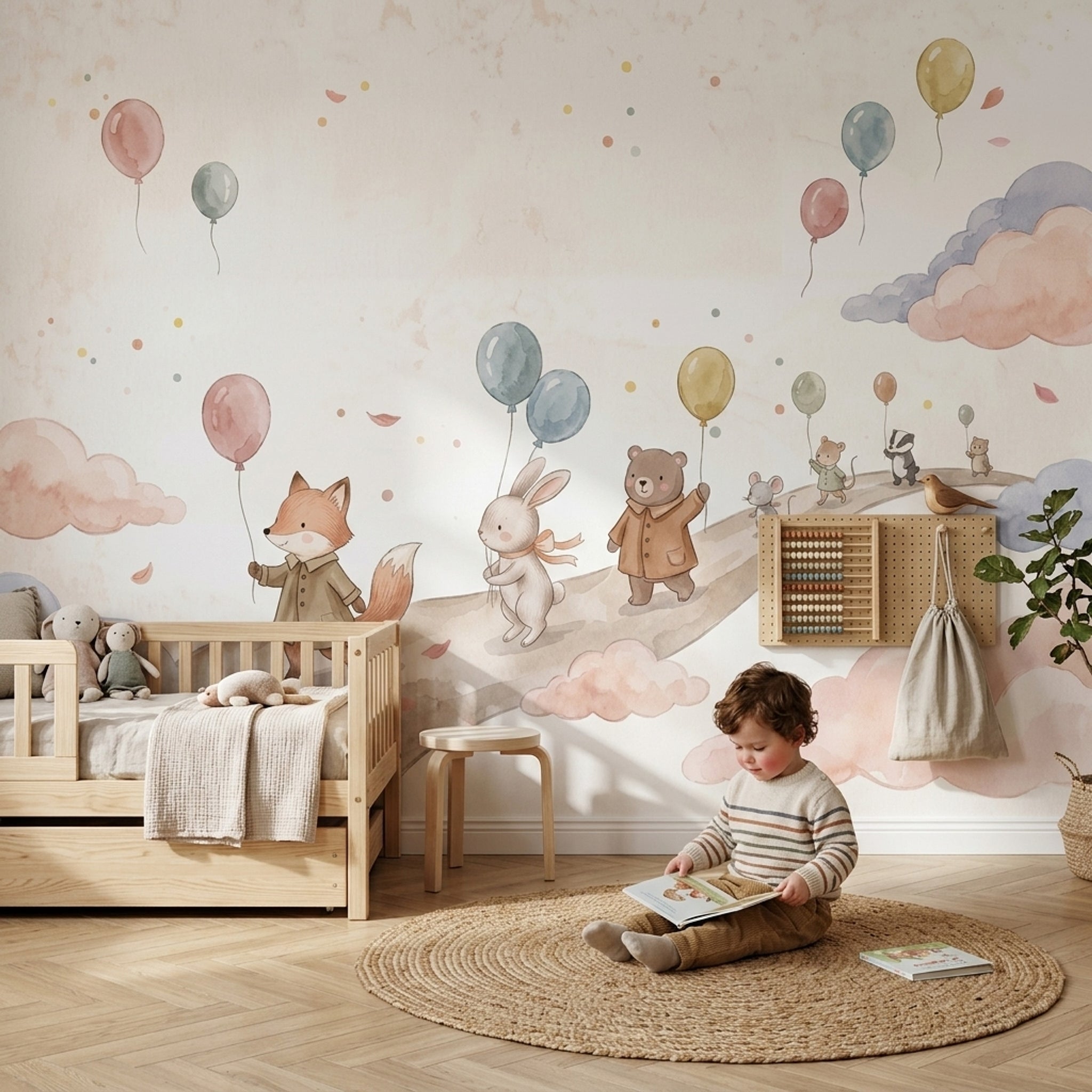 Woodland Animals Wallpaper Watercolor Removable Nursery Wall Decor