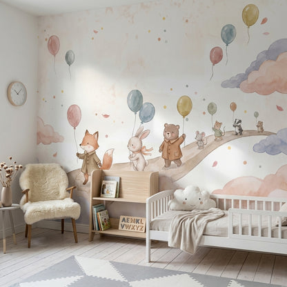 Woodland Animals Wallpaper Watercolor Removable Nursery Wall Decor