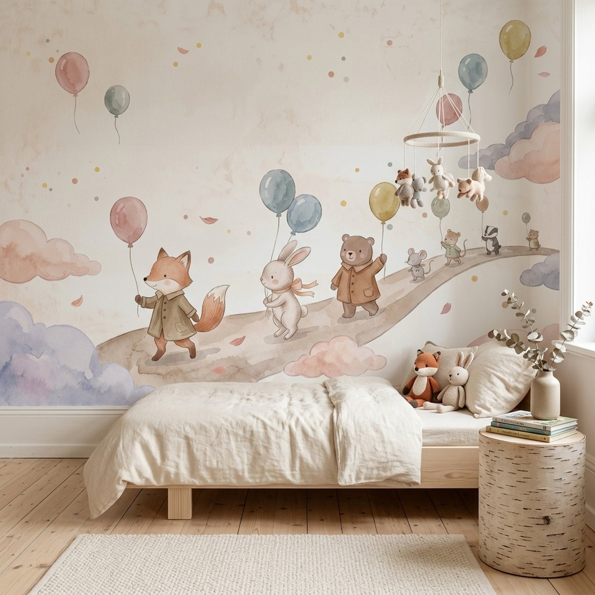 Woodland Animals Wallpaper Watercolor Removable Nursery Wall Decor