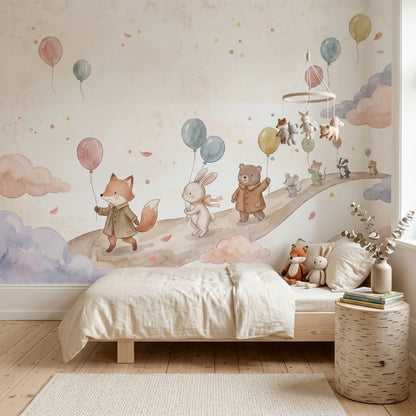 Woodland Animals Wallpaper Watercolor Removable Nursery Wall Decor