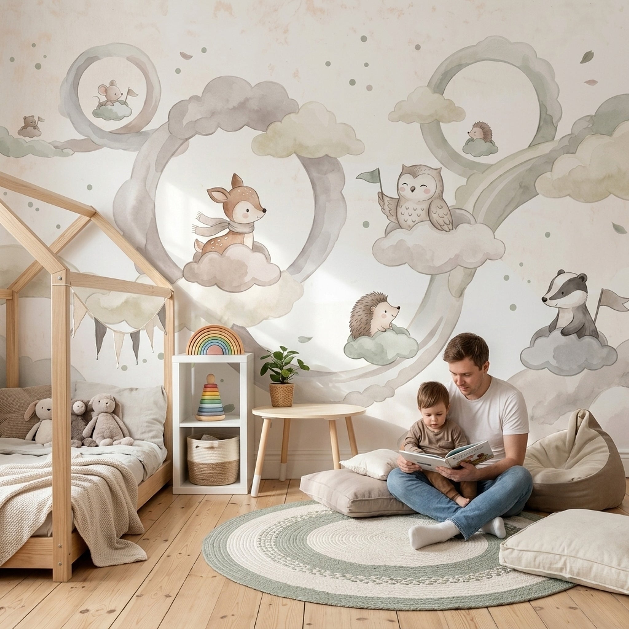 Cloudy Sky Wallpaper Nursery Removable Kids Wall Decor
