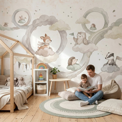 Cloudy Sky Wallpaper Nursery Removable Kids Wall Decor