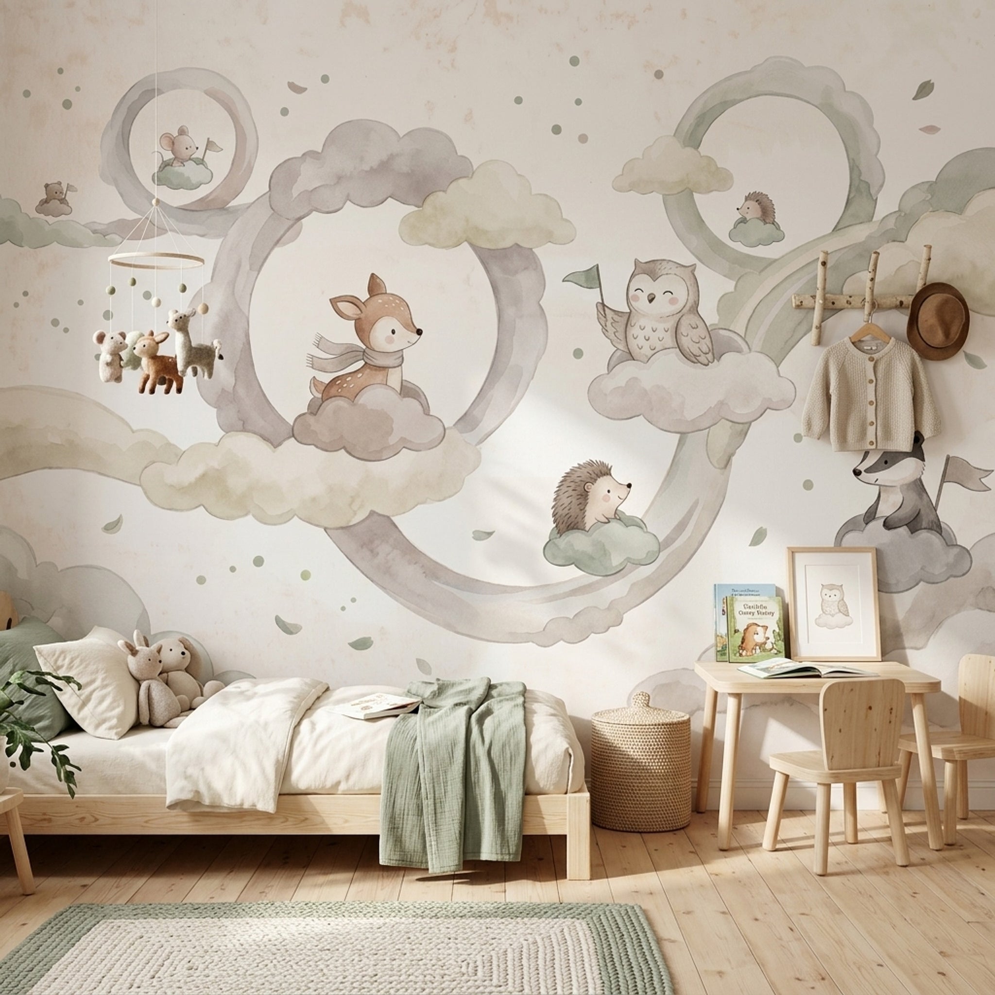 Cloudy Sky Wallpaper Nursery Removable Kids Wall Decor