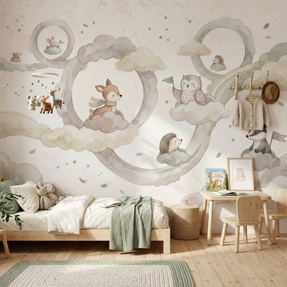 Cloudy Sky Wallpaper Nursery Removable Kids Wall Decor
