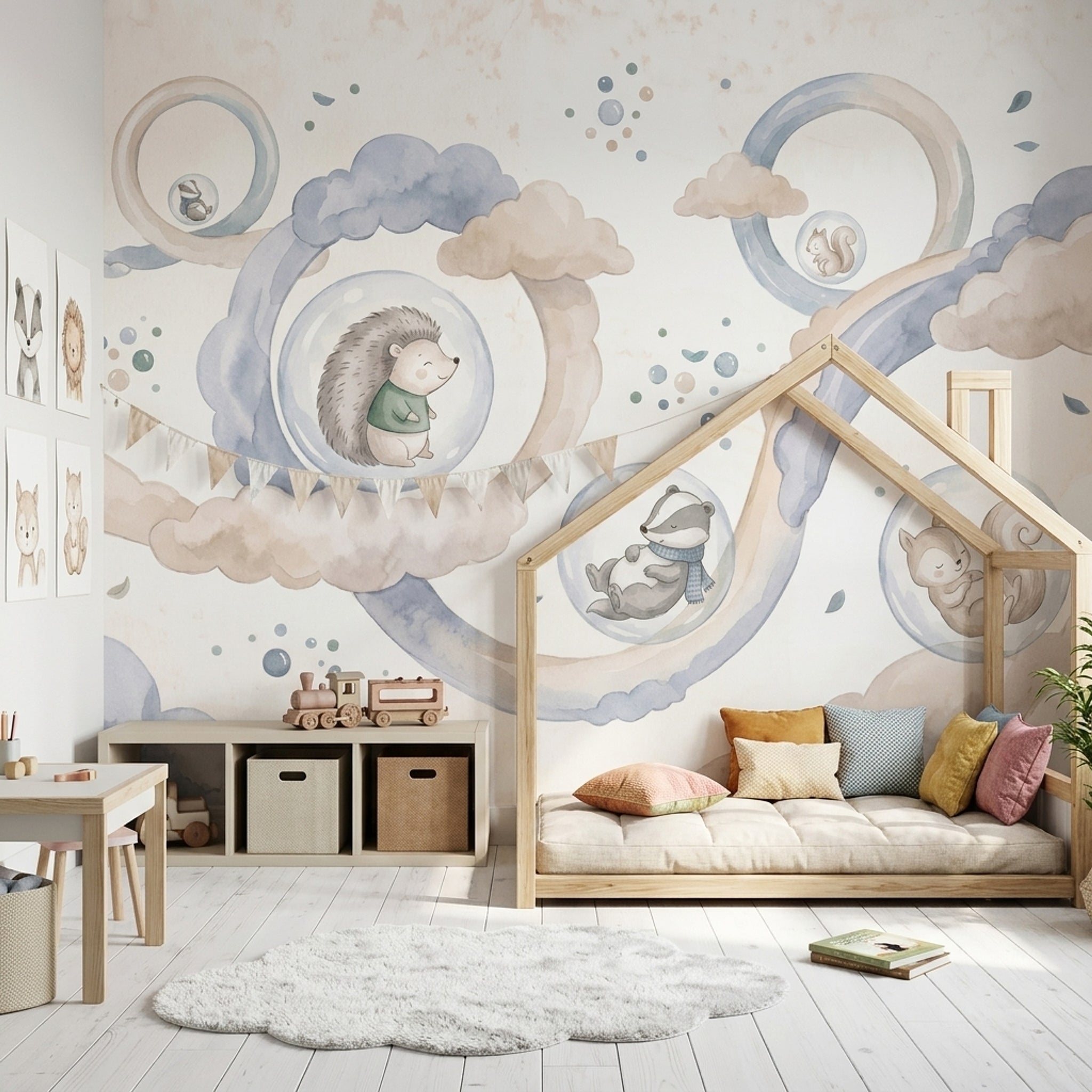 Woodland Animals Wallpaper Watercolor Nursery Removable Wall Decor