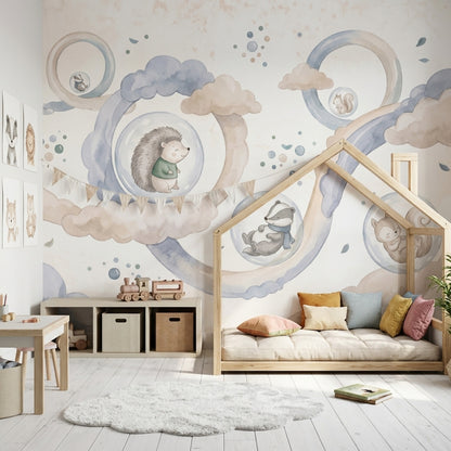 Woodland Animals Wallpaper Watercolor Nursery Removable Wall Decor