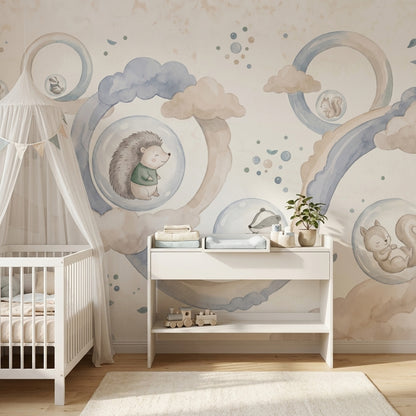 Woodland Animals Wallpaper Watercolor Nursery Removable Wall Decor