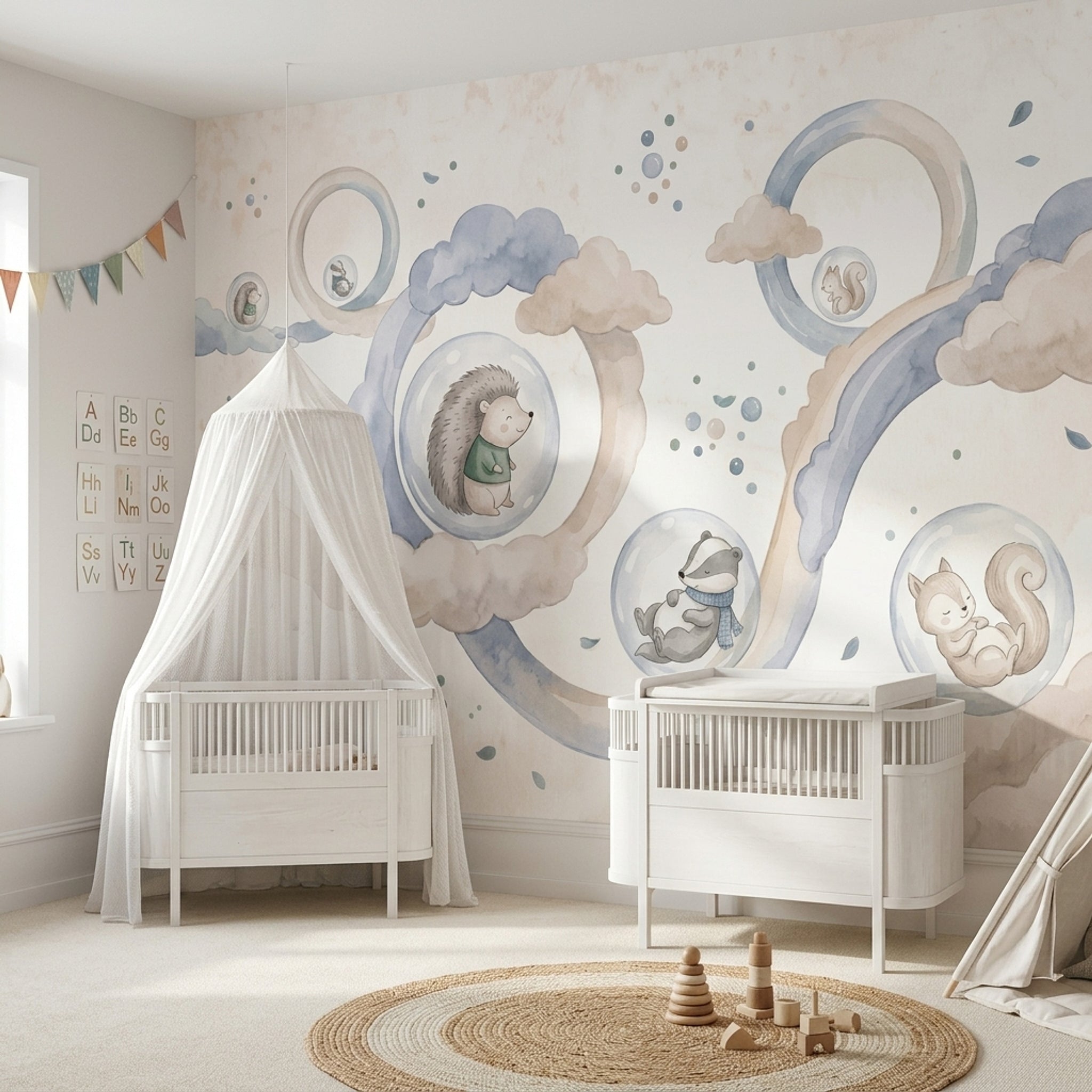 Woodland Animals Wallpaper Watercolor Nursery Removable Wall Decor