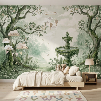 Cloudy Sky Wallpaper Misty Woodland Removable Wall Decor