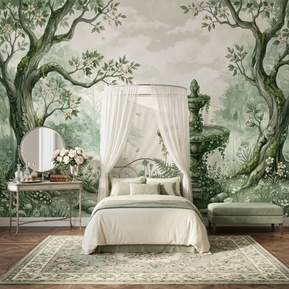 Cloudy Sky Wallpaper Misty Woodland Removable Wall Decor
