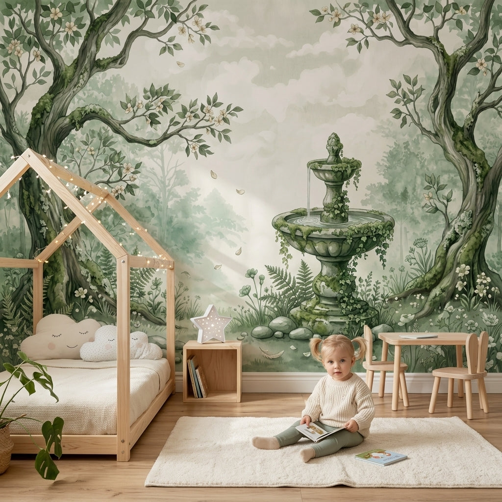 Cloudy Sky Wallpaper Misty Woodland Removable Wall Decor