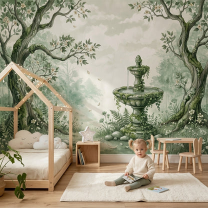 Cloudy Sky Wallpaper Misty Woodland Removable Wall Decor