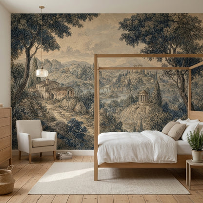 Vintage Landscape Wallpaper Sepia Countryside Scene Wall Mural