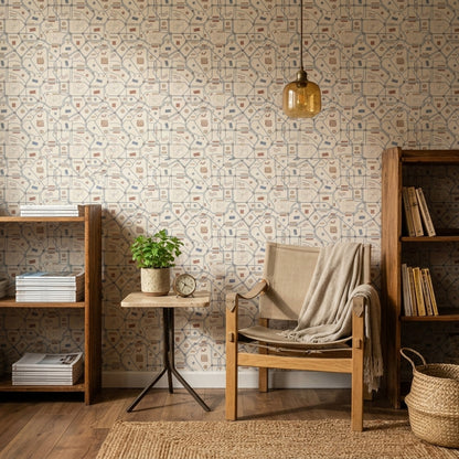 Mid Century Modern Wallpaper Retro Mural Minimalist Wall Decor