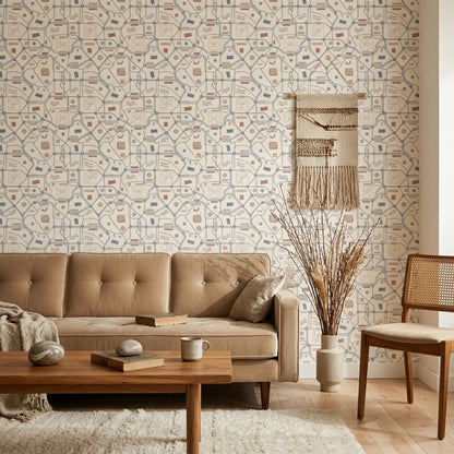 Mid Century Modern Wallpaper Retro Mural Minimalist Wall Decor