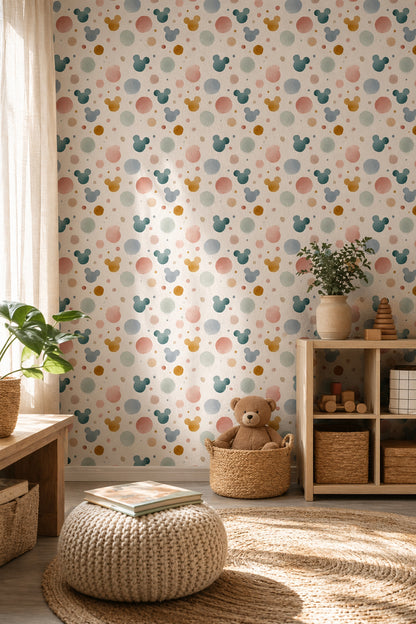 Abstract Dots Wallpaper Watercolor Circles Removable Soft Pastel Wall Decor