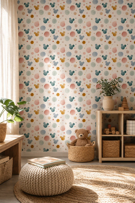 Abstract Dots Wallpaper Watercolor Circles Removable Soft Pastel Wall Decor