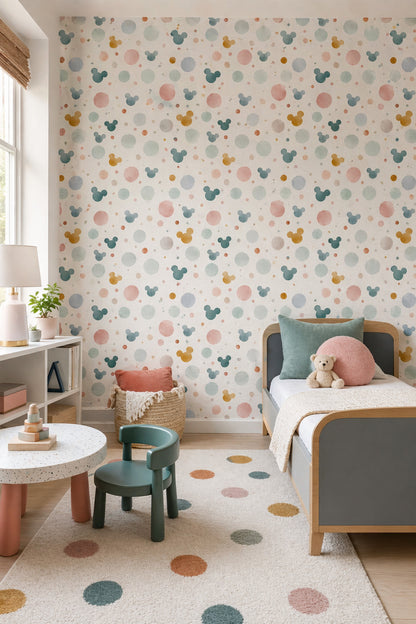 Abstract Dots Wallpaper Watercolor Circles Removable Soft Pastel Wall Decor