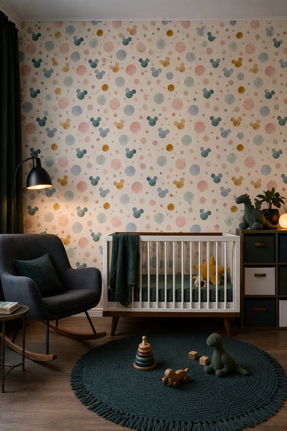 Abstract Dots Wallpaper Watercolor Circles Removable Soft Pastel Wall Decor