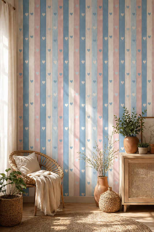 Distressed Wood Wallpaper Pastel Shabby Chic Removable Wall Decor