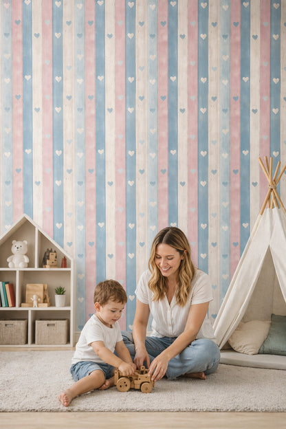 Distressed Wood Wallpaper Pastel Shabby Chic Removable Wall Decor