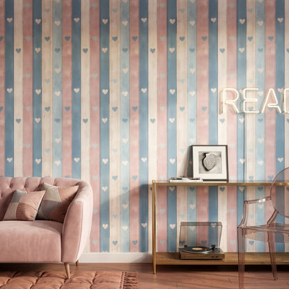 Distressed Wood Wallpaper Pastel Shabby Chic Removable Wall Decor