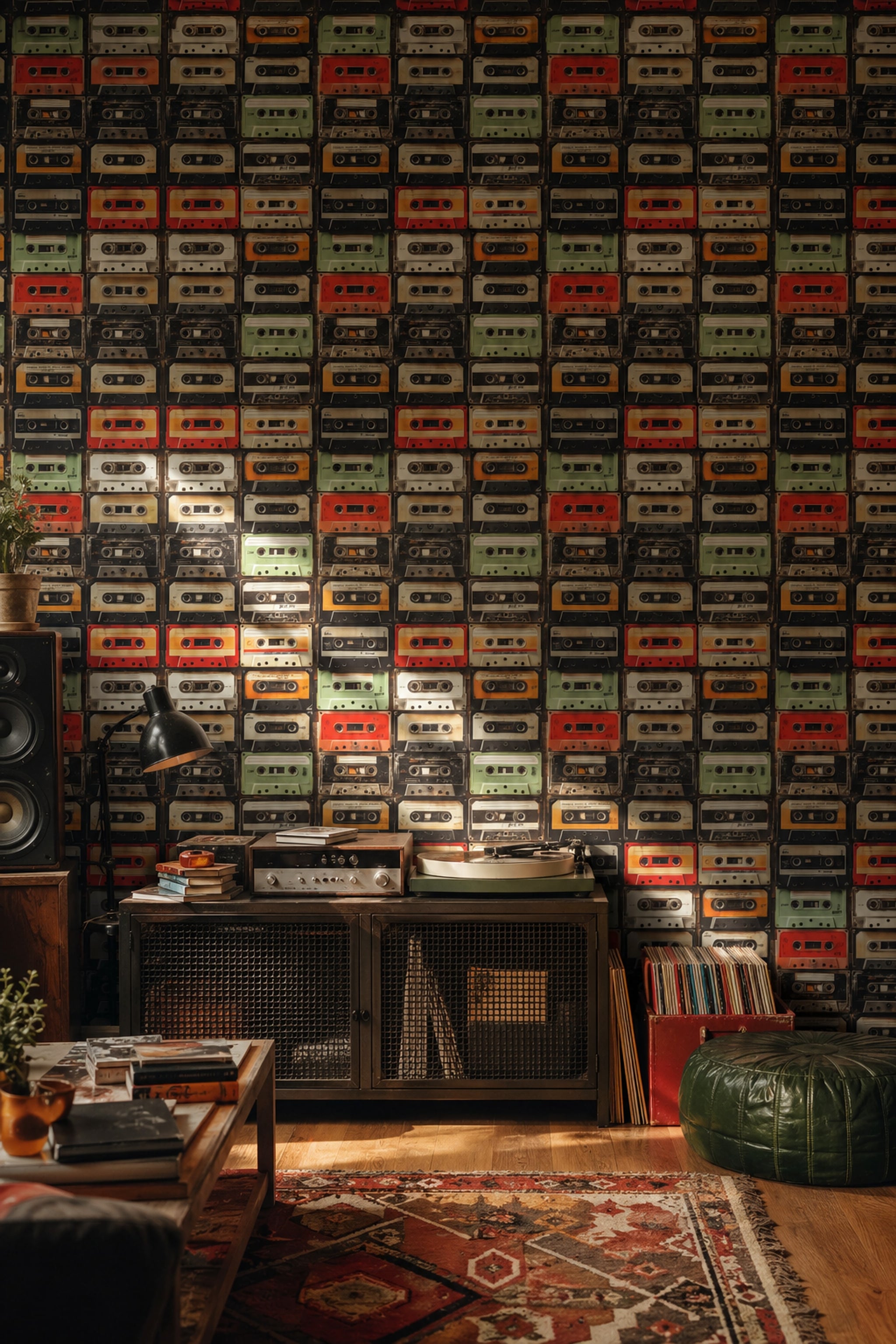 Vintage Cassette Tapes Wallpaper Retro Music Wall Decor