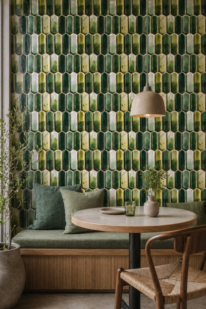 Glazed Ceramic Wallpaper Tile Geometric Shapes Removable Wall Decor
