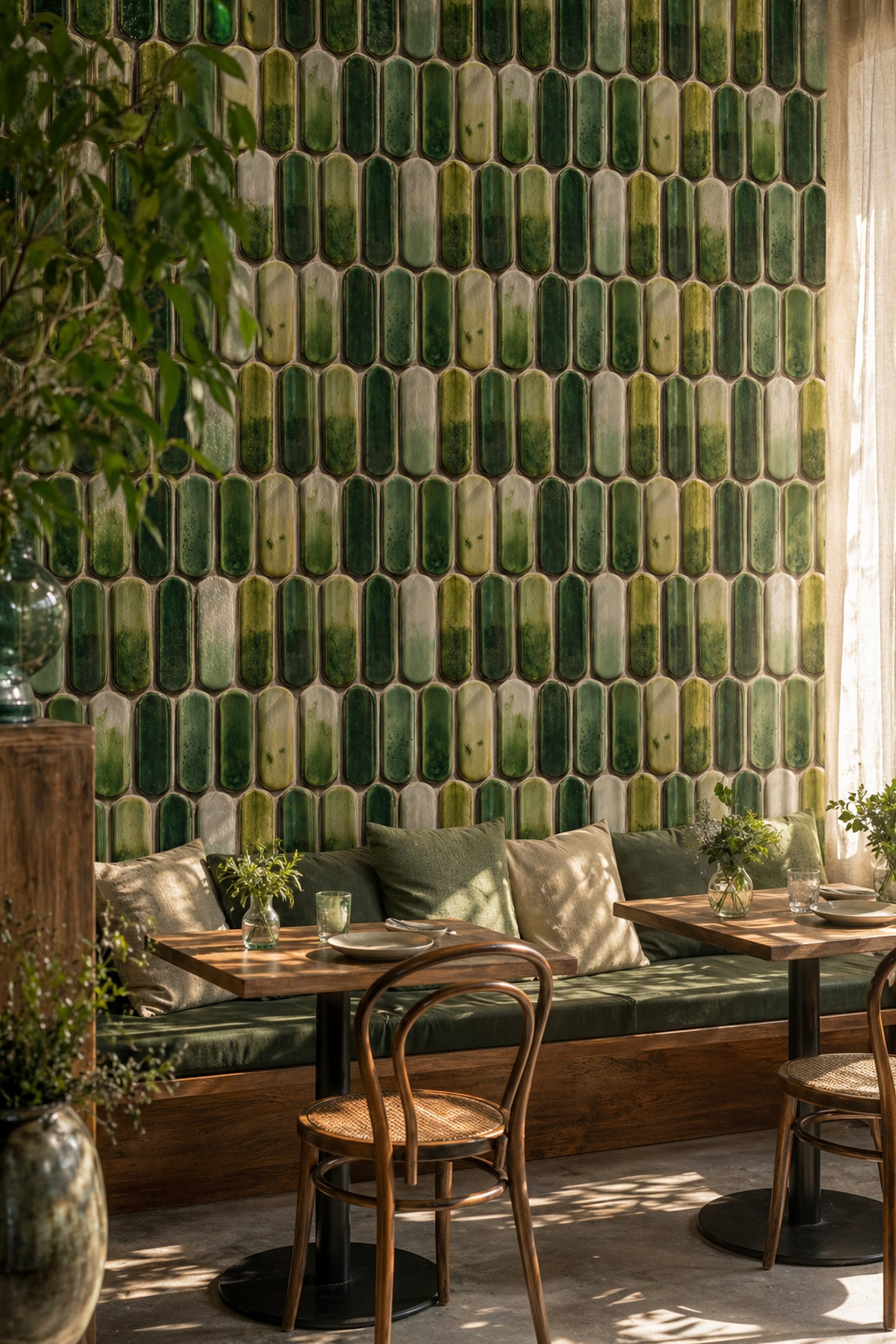 Glazed Ceramic Wallpaper Tile Geometric Shapes Removable Wall Decor