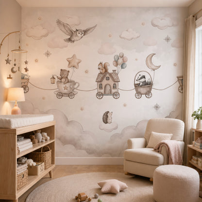 Nursery Wallpaper Watercolor Removable Whimsical Wall Decor