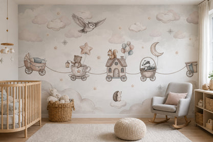 Nursery Wallpaper Watercolor Removable Whimsical Wall Decor