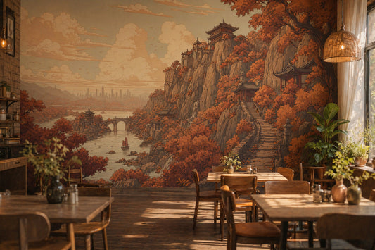 Walls Wallpaper Cliff Removable Pagoda Wall Decor