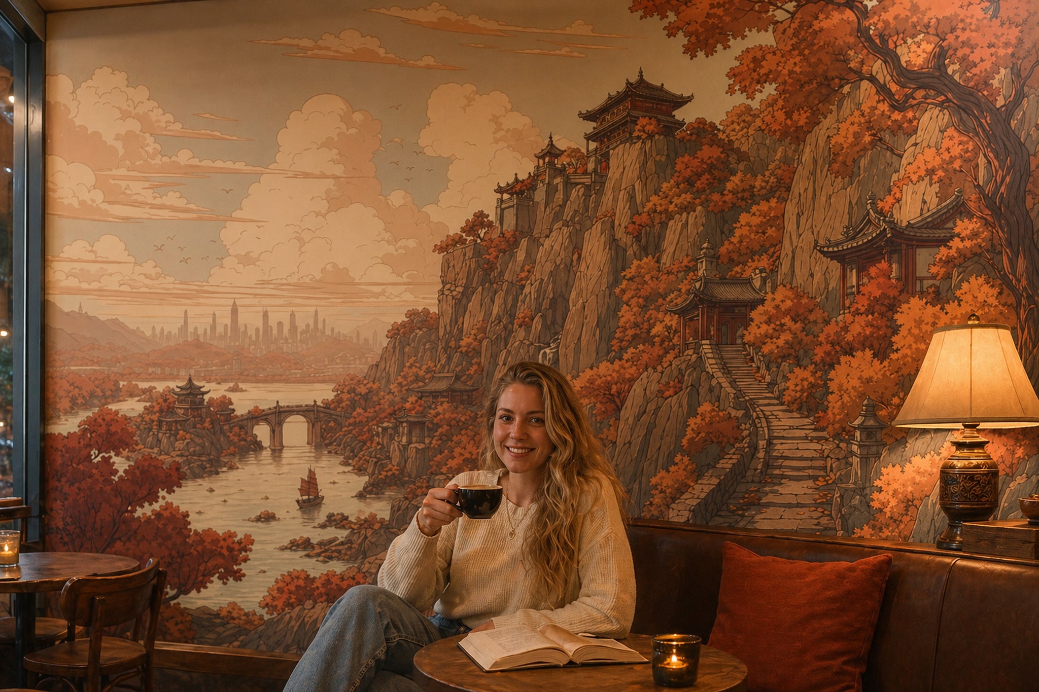Walls Wallpaper Cliff Removable Pagoda Wall Decor