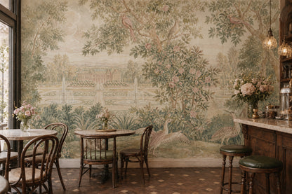 Chateau Garden Wallpaper Toile Style Watercolor Wall Mural