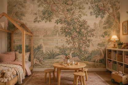 Chateau Garden Wallpaper Toile Style Watercolor Wall Mural