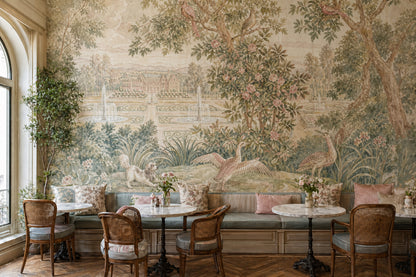 Chateau Garden Wallpaper Toile Style Watercolor Wall Mural