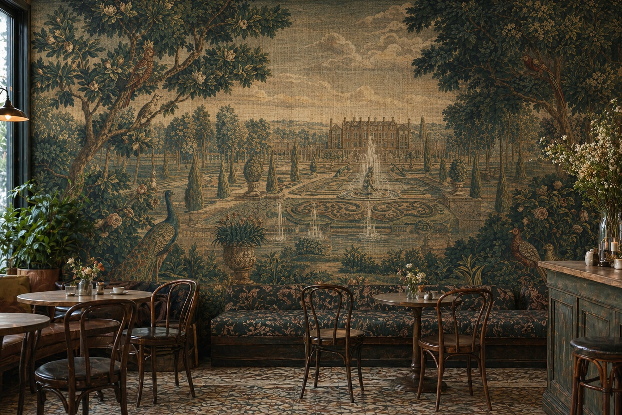 Muted Green Wallpaper Garden Chateau Removable Wall Decor