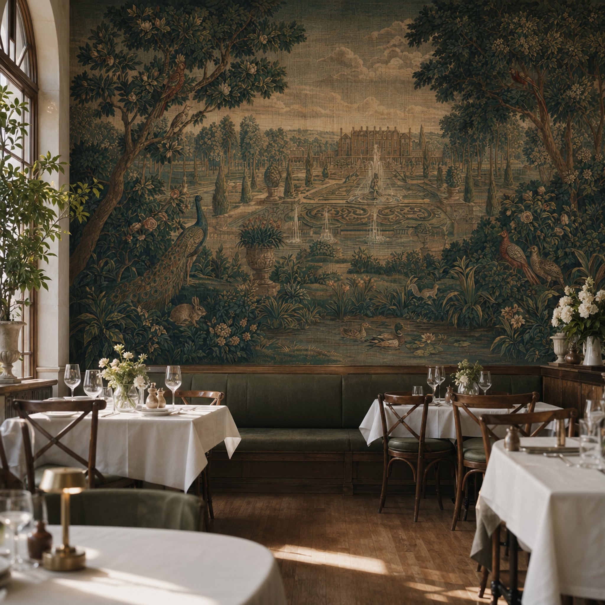 Muted Green Wallpaper Garden Chateau Removable Wall Decor